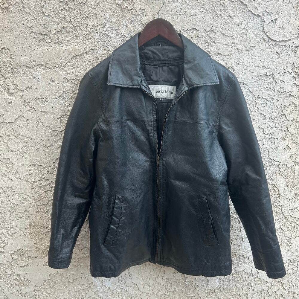 Vintage Monroe & Main Black Leather Jacket Size Womens Small
